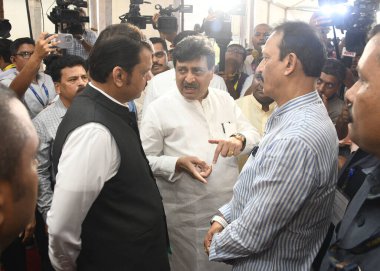 MUMBAI INDIA JULY 20 2023 Dy CM Devendra Fadnavis Congress MLA Ashok Chavan and Cong MLC Bhai Jagat interacts during monsoon session of Maharashtra Assembly at Vidhan Bhavan on July 20 2023 in Mumbai India Photo by Anshuman Poyrekar Hindustan Times clipart