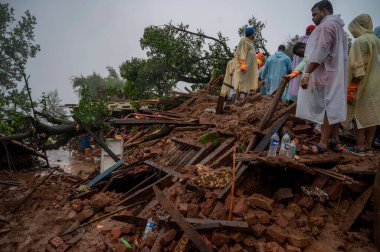 RAIGAD INDIA JULY 21 2023 Rescue operations are going on the second day where people are trapped under rubble after a landslide in Khalapur Irshalwadi Village on July 21 2023 in Raigad India At least 16 people died and over 100 are feared trapped und clipart