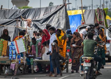 NEW DELHI INDIA JULY 22 2023 A flood affected people Staying at a makeshift camp in the Mayur Vihar area flooded by the Yamuna River on July 22 2023 in New Delhi India Photo by Raj K Raj Hindustan Times clipart