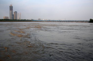 NEW DELHI INDIA 24 Temmuz 2023 Kalindi Kunj yakınlarındaki Yamuna Nehri 'nin Yeni Delhi Hindistan Fotoğrafı: Salman Ali Hindustan Times