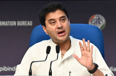 NEW DELHI INDIA SEPTEMBER 23 2024 Kuzey Doğu Bölgesi Haberleşme ve Kalkınma Bakanı Jyotiraditya Scindia, 100 gün içinde Nati 'de Hükümet Kalkınma Bakanlığı 