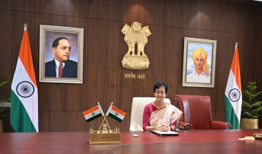 NEW DELHI INDIA SEPTEMBER 23 2024 The newly appointed Chief Minister of Delhi Atishi to officially assume charge of her duties at Delhi Secretariat on September 23 2024 in New Delhi India Atishi was sworn in as the eighth chief minister of Delhi on S clipart