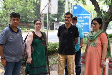 New Delhi India Sept 25 2024: Kashmiri people residence in Delhi and NCR after cast their votes outside the polling station during the second phase of Jammu and Kashmir assembly elections at Jammu and Kashmir House Prithvi Raj Road in New Delhi India clipart