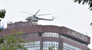 NEW DELHI INDIA 31 AĞUSTOS 31 2023 Hint Multi Rolünde Helikopter güvenlik provası G 20 Hindistan zirvesi öncesinde 31 Ağustos 2023 'te Yeni Delhi' de yapılacak G20 zirvesi için hazırlanıyor.
