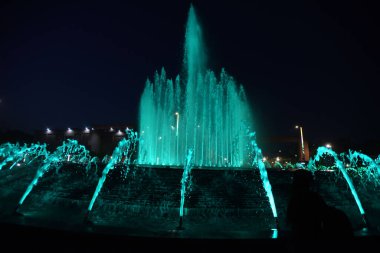 NEW DELHI INDIA AUGUST 31 2023 The illuminated fountain ahead of G20 India Summit at Near Pragati Maiden Gate NO 4 on August 31 2023 in New Delhi India In preparation for the upcoming G20 Summit scheduled for September 9 and 10 the capital city is ac clipart