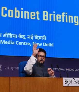 NEW DELHI INDIA 29 AĞUSTOS 2023 Birlik Bakanı Anurag Singh Thakur, 29 Ağustos 2023 tarihinde Yeni Delhi Hindistan 'da Arvind Yadav Hindustan Times tarafından çekilmiştir.