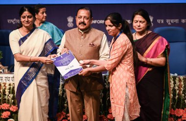 NEW DELHI INDIA AUGust 28 AĞUSTOS 2023 Jitendra Singh Devlet Bilim ve Teknoloji Bağımsız Sorumlusu ve Dünya Bilimleri Bakanı Meenakshi Lekhi Birlik Bakanı MOS Dış İlişkiler ve Kültür Bakanı Anupriya Patel Dışişleri Bakanı