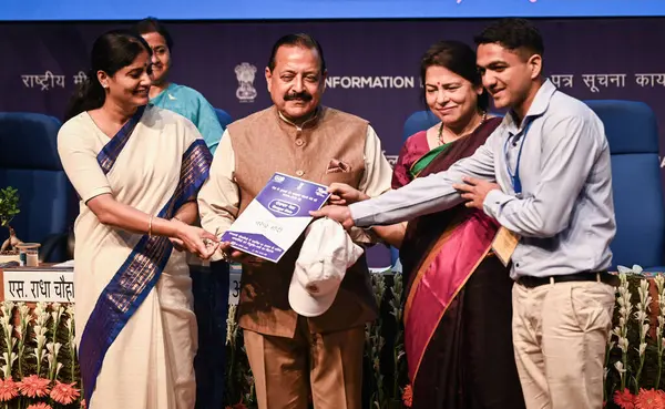 NEW DELHI INDIA AUGust 28 AĞUSTOS 2023 Jitendra Singh Devlet Bilim ve Teknoloji Bağımsız Sorumlusu ve Dünya Bilimleri Bakanı Meenakshi Lekhi Birlik Bakanı MOS Dış İlişkiler ve Kültür Bakanı Anupriya Patel Dışişleri Bakanı