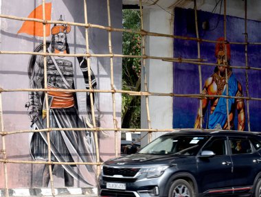 NEW DELHI INDIA AUGUST 17 2023 Wall painting at Ring Road near Pragati Maidan for prepration upcoming G 20 summit on August 17 2023 in New Delhi India The Paintings showcase various features of Indian culture and many Indian Historical icons Photo by clipart