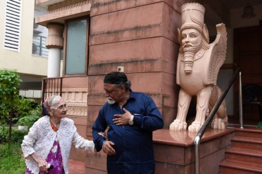 NAVI MUMBAI INDIA AUGUST 16 2023 People from Parsi community greet each other on Parsi New Year at Shirinbai & Khurshedji Hormsuji Doongaji Daremeher Fire Temple at Koperkhairne on August 16 2023 in Navi Mumbai India Photo by Bachchan Kumar HT PHOTO clipart