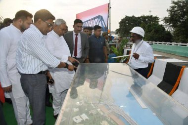 PATNA INDIA AĞUSTOS 14 Ağustos 2023 Bihar Genel Sekreteri Nitish Kumar 14 Ağustos 2023 tarihinde Gaighat 'ta JP Ganga Faz 2' nin açılışını gerçekleştirdi.