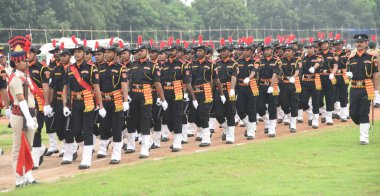 PATNA INDIA 13 AĞUSTOS 2023 Bihar polis personeli, 13 Ağustos 2023 'te Gandhi Meydan' daki Bağımsızlık Günü etkinliği için Santosh Kumar Hindustan Times tarafından çekilmiştir.