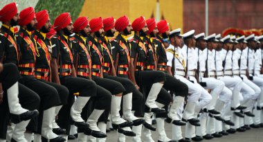 NEW DELHI INDIA AĞUSTOS 13 AĞUSTOS Tri Services ve Delhi Polisi, 13 Ağustos 2023 'te Sanjeev Verma Hindustan Times tarafından Yeni Delhi Hindistan' da yapılacak olan 77.