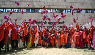 NEW DELHI INDIA AUGUST 12 2023 Students who participate during 54th Convocation of Indian Institute Of Technology Delhi IIT Delhi cheering after the ceremony on August 12 2023 in New Delhi India Photo by Sanchit Khanna Hindustan Times clipart