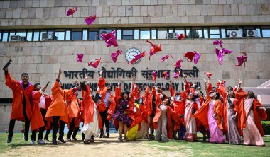 NEW DELHI INDIA AUGUST 12 2023 Students who participate during 54th Convocation of Indian Institute Of Technology Delhi IIT Delhi cheering after the ceremony on August 12 2023 in New Delhi India Photo by Sanchit Khanna Hindustan Times clipart