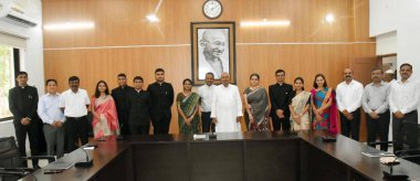 PATNA INDIA AUGUST 10 2023 Bihar Chief Minister Nitish Kumar meeting with trainee officers of Indian Administrative Service IAS 2021 batch at 1 Anne Marg on August 10 2023 in Patna India Photo by Santosh Kumar Hindustan Times clipart