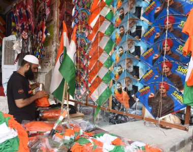 NEW DELHI INDIA AUGUST 10 2023 People buy kites and manjha ahead of Independence Day celebration at Seelampur main road on August 10 2023 in New Delhi India Photo by Sonu Mehta Hindustan Times clipart