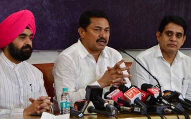 MUMBAI INDIA AUGust 8 2023 Maharashtra Pradesh Kongre Komitesi MPCC Başkanı Nana Patole, 8 Ağustos 2023 tarihinde Hindistan 'da Bhushan Koyande Hindustan Times tarafından çekilmiştir.