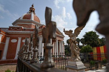 NEW DELHI INDIA AUGUST 6 2023 A view of the newly renovated and restored 187 year old St James Church at Kashmiri Gate on August 6 2023 in New Delhi India The restoration and renovation works have been done by the Delhi Development Authority DDA with clipart