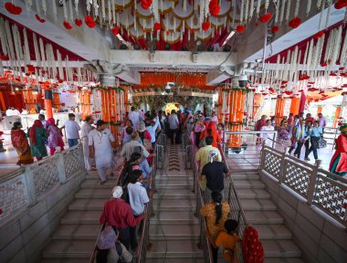 NEW DELHI INDIA ECTOBER 3. 2024 Dindar, Navratri Festivali 'nin ilk gününde Jhandewalan Tapınağı' nda dua ederken görüldü. 3 Ekim 2024 'de, Yeni Delhi Hindistan Fotoğrafı: Sanchit Khanna Hindustan Times