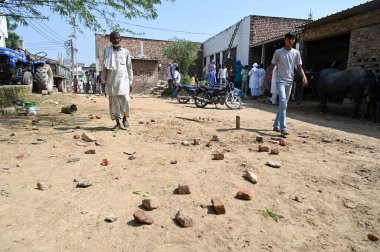 GURUGRAM INDIA OCTOBER 5 2024 Commandos of Sashastra Seema Bal SSB take action after a clash broke out between two groups during the voting for Haryana Assembly Election in Gulalta village of Punahana district Mewat on October 5 2024 in Gurugram Indi clipart