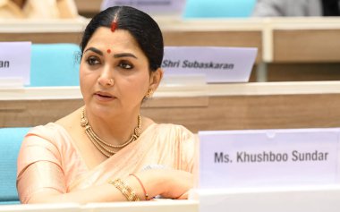 NEW DELHI INDIA OCTOBER 8 2024 Indian politician and actress Khushboo Sundar during the 70th National Film Awards 2022 at Vigyan Bhawan on October 8 2024 in New Delhi India Photo by Sonu Mehta Hindustan Times clipart