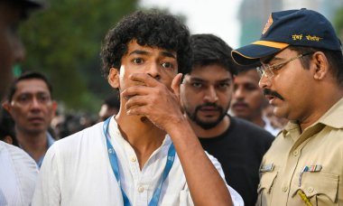 MUMBAI INDIA OCTOBER 10 2024 General Manager of the Tata office and friend of Ratan Tata Shantanu Naidu outside Worli crematorium on October 10 2024 in Mumbai India Indian industrialist Ratan Tata 86 passed away Wednesday night at Breach Candy Hospit clipart