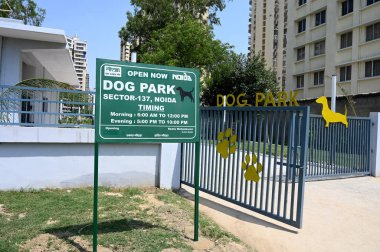 NOIDA INDIA JUNE 2 2023 A view of inside the new dog park at sector 137 Noida authority made sector 137 Noida s first dog park on June 2 2023 in Noida India The park has been developed to provide a dedicated space for pets addressing the lack of such clipart