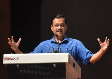 NEW DELHI INDIA JUNE 8 2023 Delhi Chief Minister Arvind Kejriwal speaks during the inauguration of the new campus of the Guru Gobind Singh Indraprastha University GGSIPU  clipart