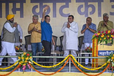 Delhi 'deki Ramlila Meydan' da düzenlenen mega mitingde, Bhagwant Mann Başbakanı Bhagwant Mann ile birlikte 11 Haziran 2023 'te Arvind Kejriwal Delhi Başbakanı geldi.