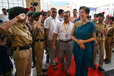 NEW DELHI INDIA JUNE 26 2023 Atishi Education Minister of Delhi seen during the inauguration of a newly constructed School by Delhi Government at Sarvodaya Co Ed School Libaspur on June 26 2023 in New Delhi India Photo by Sanchit Khanna Hindustan Tim clipart