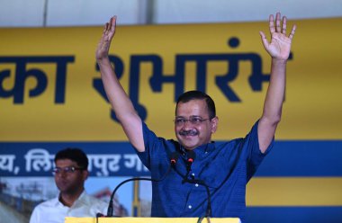 Yeni DELHI INDIA JUNE 26 Haziran 2023 Arvind Kejriwal Delhi Başbakanı Sarvoda Co-Ed School Libaspur 'da yeni inşa edilen okulun açılışında Sanchit Khanna Hindustan Tim