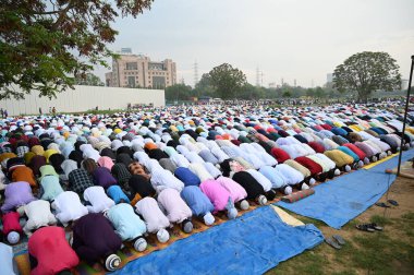 GURUGRAM INDIA 29 Haziran 2023 Kurban Bayramı 29 Haziran 2023 'te Hindistan' daki Gurugram Vadisi Parkı 'nın 29. Bölgesinde, Bakra Bakrid al Adha Kurban Bayramı olarak da bilinen Bayarami İslamdır.