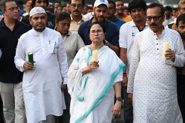 KOLKATA INDIA JUNE 1 2023 Chief Minister of West Bengal Mamata Banerjee during candle march in support of protesting wrestlers on June 1 2023 in Kolkata India They protest against allegedly Police attack on India s top wrestlers in Delhi and demand a clipart