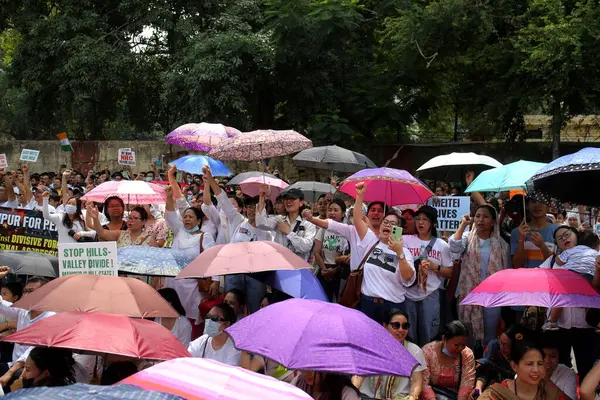 NEW DELHI, INDIA: 4 Haziran 2023 - Meitei halkı Manipur 'da devam eden şiddete karşı Jantar Mantar' da protestoya başladı.. 