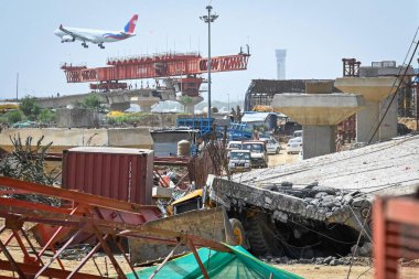 NEW DELHI INDIA JUNE 14 2023 A view of the slab of under constructed Dwarka expressway that fell on a JCB operator resulting in his death at NH8 near Rajokri on June 14 2023 in New Delhi India Photo by Sanchit Khanna Hindustan Times clipart