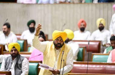 CHANDIGARH INDIA 20 Haziran 2023 Punjab Genel Sekreteri Bhagwant Singh Mann, 20 Haziran 2023 tarihinde Chandigarh Hindistan Fotoğrafı: Ravi Kumar Hindustan Times