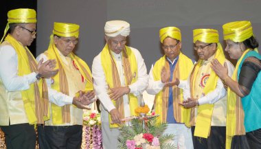 PATNA INDIA JUNE 26 2023 Bihar Governor Rajendra Vishwanath Arlekar lighting the lamp to inaugurating 16th convocation of Nalanda Open University at Bapu Sabhagar on June 26 2023 in Patna India Photo by Santosh Kumar Hindustan Times clipart