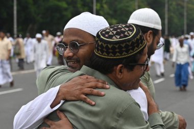 KOLKATA INDIA JUNE 29 2023 Muslim devotees after offering prayers on the occasion of Eid ul Adha also known as Feast of Sacrifice or Bakra Eid at Red Road on June 29 2023 in Kolkata India Eid ul Adha also known as Bakra Eid Bakrid Eid al Adha Eid Qur clipart