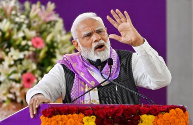 NEW DELHI INDIA HAZİRAN 30 HAZİRAN 2023 Başbakan Narendra Modi, 30 Haziran 2023 tarihinde Delhi Üniversitesi 'nin Yeni Delhi' deki 100. yıldönümü kutlamaları sırasında, Raj K Hindistan Times tarafından çekilmiştir.