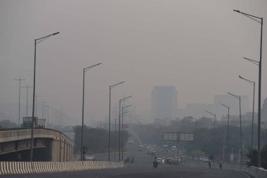 28 Ekim 2024 'te Hindistan' ın Gurugram şehrinde Iffco Boğazı yakınlarındaki 48. Otoyol 'da yoğun bir sis tabakası görüldü. 