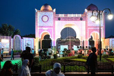 NEW DELHI INDIA OCTOBER 28 2024 A view of Jamia Millia Islamia University Centenary Gate decorated on the occasion of 104th Foundation Day on October 28 2024 in New Delhi India Photo by Salman Ali Hindustan Times  clipart