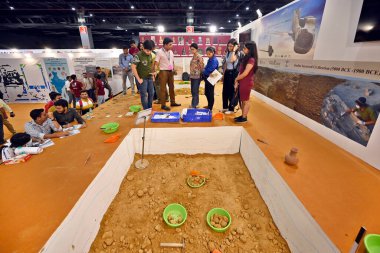 NEW DELHI INDIA MAY 18 2023 Visitors at a Archaeological Survey of India ASI stall during the International Museum Expo 2023 at Pragati Maidan on May 18 2023 in New Delhi India Photo by Sanjeev Verma Hindustan Times clipart