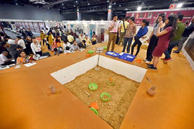 NEW DELHI INDIA MAY 18 2023 Visitors at a Archaeological Survey of India ASI stall during the International Museum Expo 2023 at Pragati Maidan on May 18 2023 in New Delhi India Photo by Sanjeev Verma Hindustan Times clipart