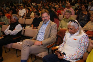 NEW DELHI INDIA OCTOBER 4 2024 Philipp Ackermann German Ambassador to India C with Sanjoy K Roy R during an evening of dance and dialogue as Padma Shri awardee Geeta Chandran presented a Bharatanatyam performance titled Our Voice alongside her Natya  clipart