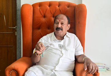 MUMBAI INDIA NOVEMBER 11 2024 BJP candidate from Wadala Naigaon assembly constituency Kalidas Kolambkar during interview at his residence at Bhoiwada on November 11 2024 in Mumbai India Kalidas Kolambkar an eight time Member of the Maharashtra Legisl clipart