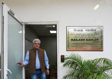 NEW DELHI INDIA NOVEMBER 20 2024 Former Delhi Transport Minister Kailash Gahlot during an interview at his office at Vasant Kunj on November 20 2024 in New Delhi India Kailash Gahlot has recently resigned from AAP and joined BJP Photo by Vipin Kumar  clipart