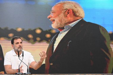 NEW DELHI INDIA NOVEMBER 21 2024 Leader of Opposition in Lok Sabha Rahul Gandhi and congress leader Jairam Ramesh addressing media persons during the Special Congress Party briefing at AICC HQ on November 21 2024 in New Delhi India Photo by Sonu Meht clipart