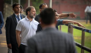 NEW DELHI INDIA NOVEMBER 29 2024 Leader of Opposition in Lok Sabha and Congress leader Rahul Gandhi arrives to attend the Congress Working Committee CWC meeting at the AICC headquarters on November 29 2024 in New Delhi India Photo by Raj K Raj Hindus clipart