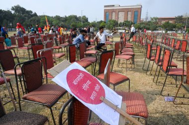 NOIDA, INDIA - DECEMBER 8, 2024: More than 1500 people, including religious leaders and women, gathered at Noida's Sector 33A ground on Sunday to protest against the alleged atrocities on minorities in Bangladesh, on December 8, 2024 in Noida, India. clipart